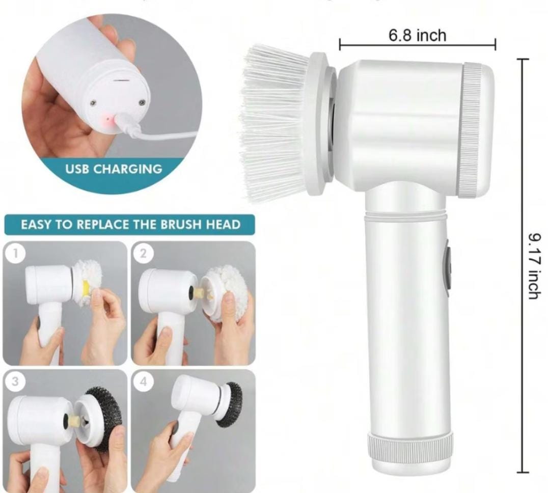 Escova Elétrica de Limpeza 7 em 1 Sem Fio Limpador Multiuso Prático Com Mais Duas Cabeças de Escova - Image 4