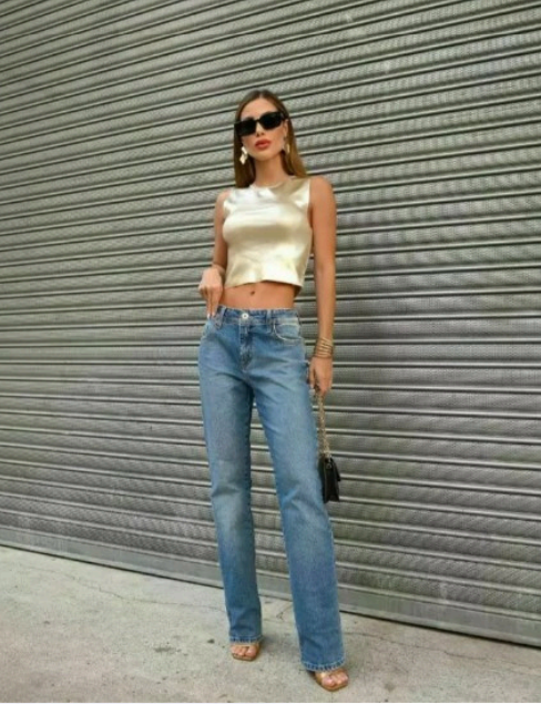 Calça Reta Jeans Dicollani